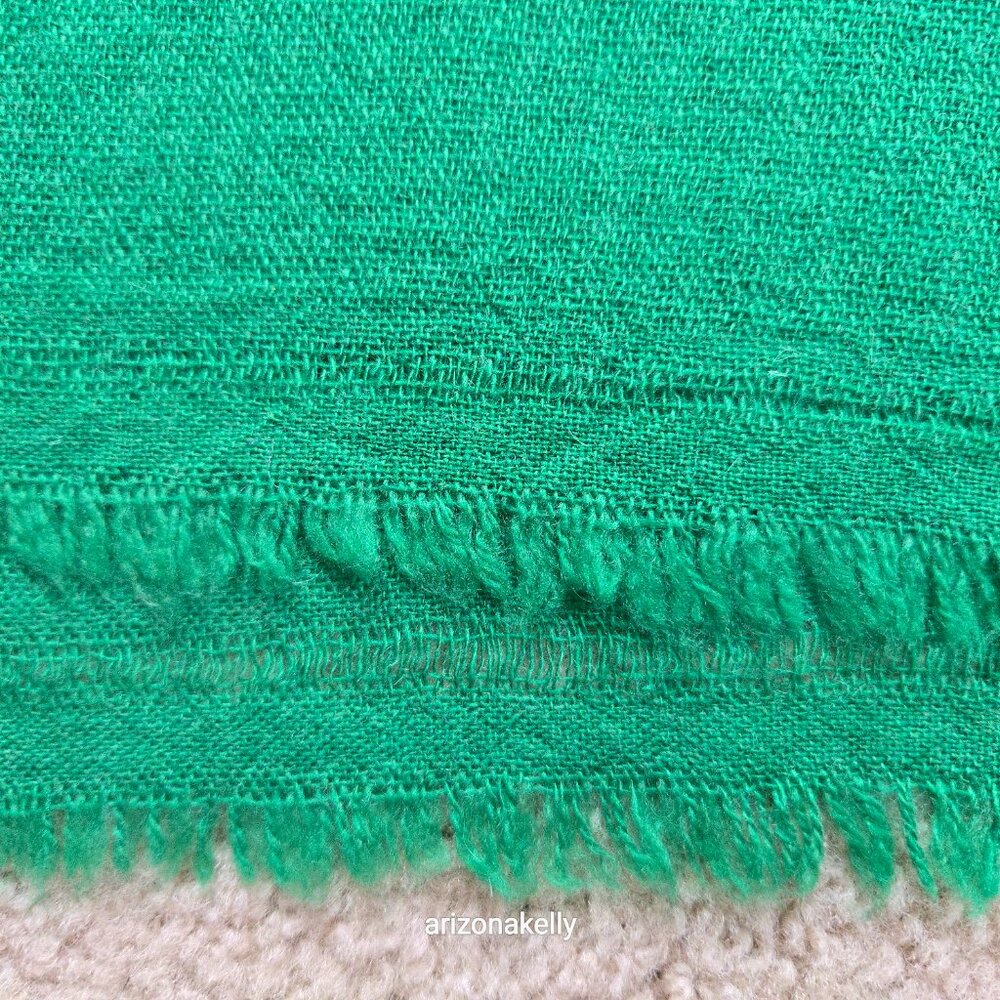 NWOT Cashmere Woven Scarf Made In Nepal Kelly Green - Picture 5 of 15